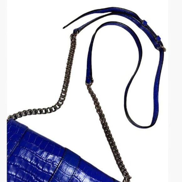 Rebecca Minkoff Love Mock Croc Embossed Leather Crossbody Bag Cobalt Bue NWOT - Picture 5 of 10